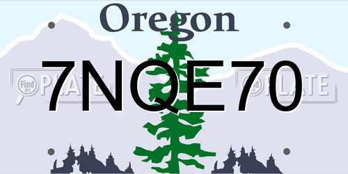 7NQE70 Oregon License Plate