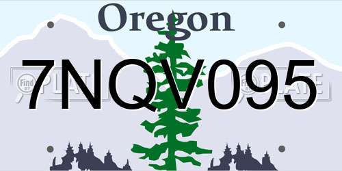 7NQV095 Oregon License Plate