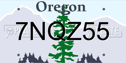7NQZ55 Oregon License Plate