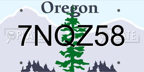 7NQZ58 Oregon License Plate