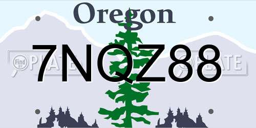 7NQZ88 Oregon License Plate