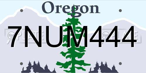 7NUM444 Oregon License Plate