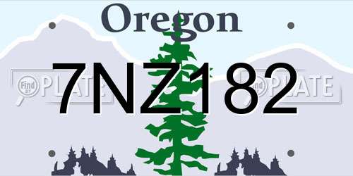 7NZ182 Oregon License Plate