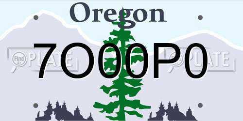 7O00P0 Oregon License Plate