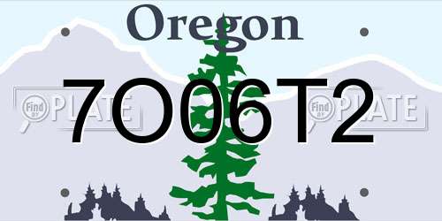 7O06T2 Oregon License Plate