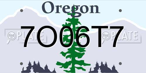 7O06T7 Oregon License Plate