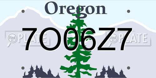 7O06Z7 Oregon License Plate