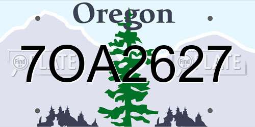 7OA2627 Oregon License Plate