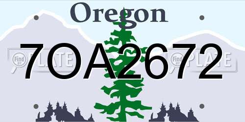 7OA2672 Oregon License Plate