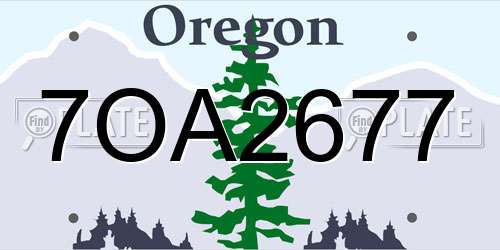 7OA2677 Oregon License Plate