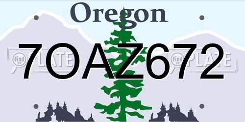 7OAZ672 Oregon License Plate