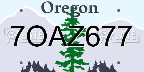 7OAZ677 Oregon License Plate