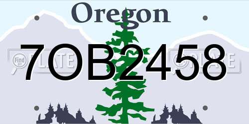 7OB2458 Oregon License Plate