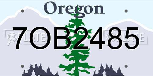 7OB2485 Oregon License Plate