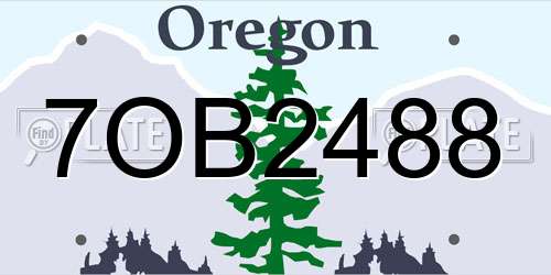 7OB2488 Oregon License Plate