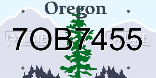 7OB7455 Oregon License Plate