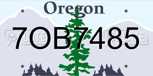 7OB7485 Oregon License Plate