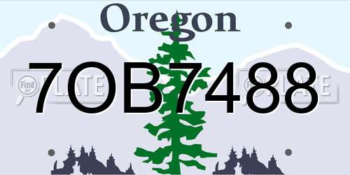 7OB7488 Oregon License Plate