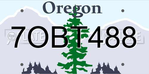 7OBT488 Oregon License Plate
