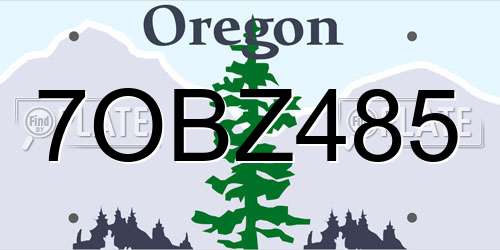7OBZ485 Oregon License Plate