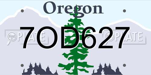 7OD627 Oregon License Plate