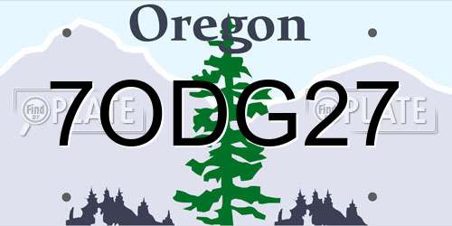 7ODG27 Oregon License Plate
