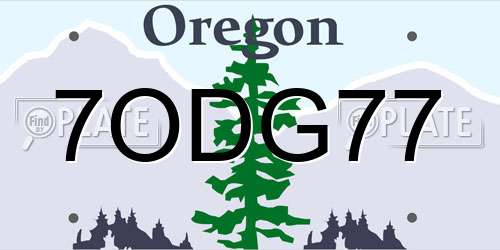 7ODG77 Oregon License Plate