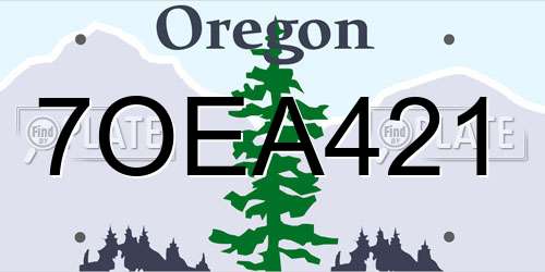 7OEA421 Oregon License Plate