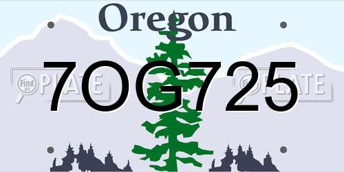 7OG725 Oregon License Plate