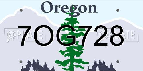 7OG728 Oregon License Plate