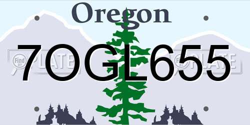 7OGL655 Oregon License Plate