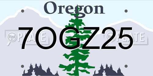 7OGZ25 Oregon License Plate