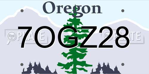 7OGZ28 Oregon License Plate