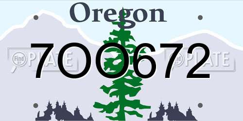 7OO672 Oregon License Plate