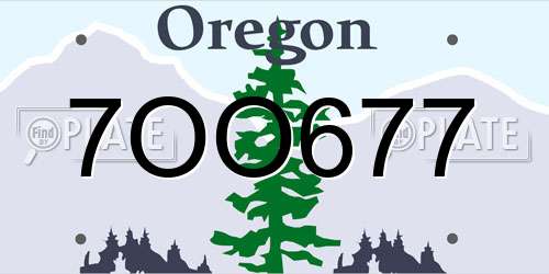 7OO677 Oregon License Plate