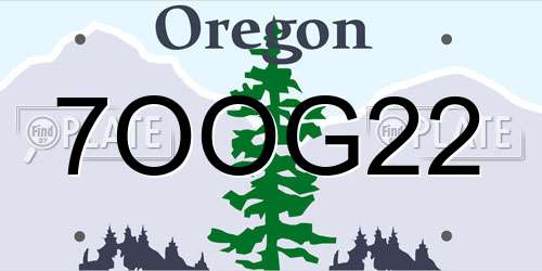 7OOG22 Oregon License Plate