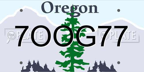7OOG77 Oregon License Plate