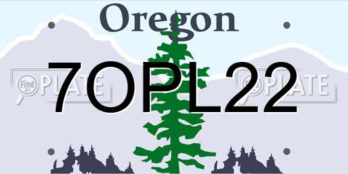 7OPL22 Oregon License Plate