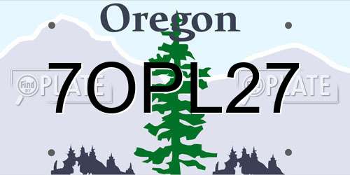 7OPL27 Oregon License Plate