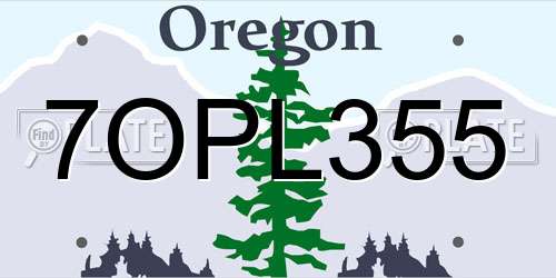 7OPL355 Oregon License Plate