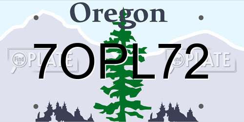 7OPL72 Oregon License Plate