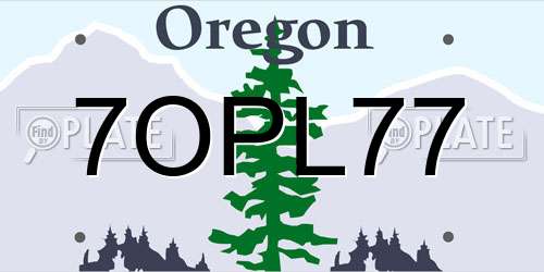 7OPL77 Oregon License Plate