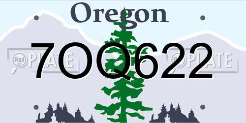 7OQ622 Oregon License Plate