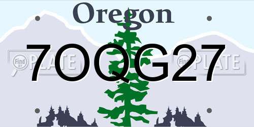 7OQG27 Oregon License Plate