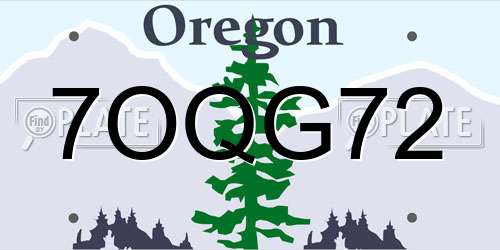 7OQG72 Oregon License Plate