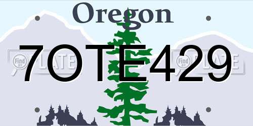 7OTE429 Oregon License Plate