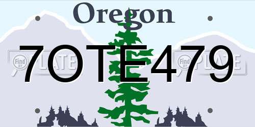 7OTE479 Oregon License Plate