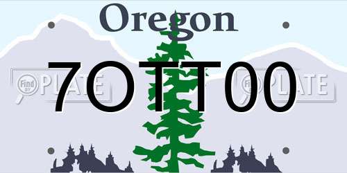 7OTT00 Oregon License Plate