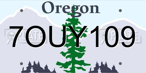 7OUY109 Oregon License Plate