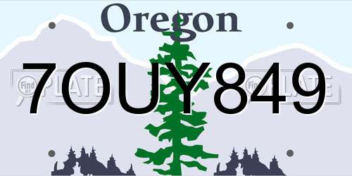 7OUY849 Oregon License Plate
